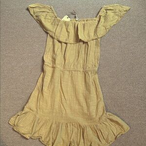 Elan Mustard Yellow Off-Shoulder Ruffle Dress